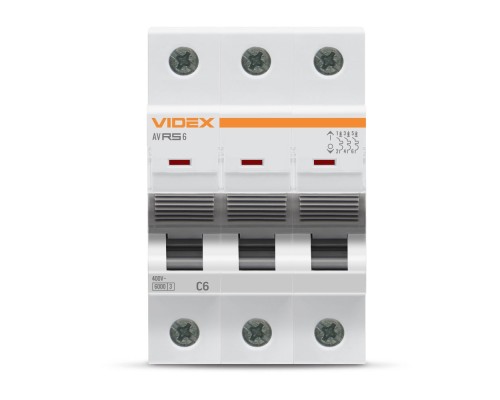 Автоматичний вимикач Videx RS6 RESIST 3п 6А 6кА С (VF-RS6-AV3C06)