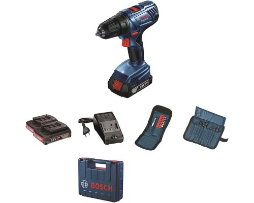 Шуруповерт Bosch GSR 180 LI + 2х2.0 Ah + Набір біт 11 шт. + набір свердл 12 шт. (0.601.9F8.10A)