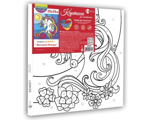 Картина по номерам Santi Магічний Єдиноріг 25*25 см неонові фарби (954601)