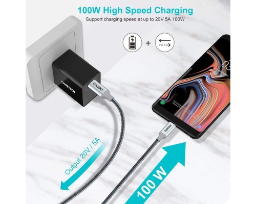 Дата кабель USB-C to USB-C 1.8m USB 3.1 PD100W Choetech (XCC-1002)
