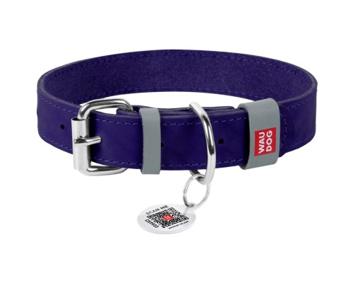 Нашийник для тварин WAUDOG Classic шкіряний 25 мм х 38-49 см фіолетовий (02189)