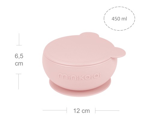 Тарілка дитяча MinikOiOi Bowly глибока з кришкою на присосці Pinky Pink (101080002)