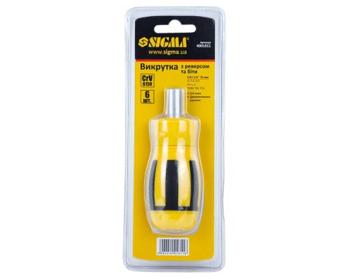 Викрутка Sigma з реверсом MINI c бітами 6шт CrV (4001811)