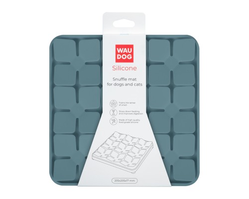 Універсальний посуд для тварин WAUDOG Silicone Килимок для пошуку корму 20х20х1.7 см сірий (235111)