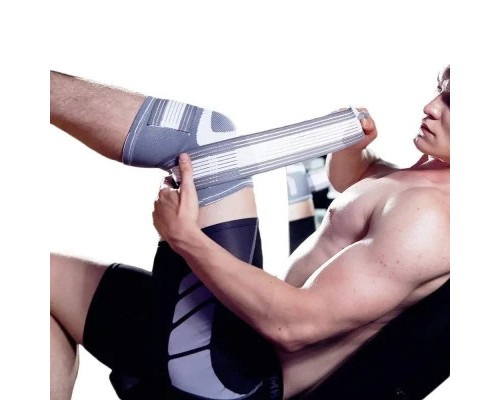Фіксатор коліна LiveUp Knee Support LS5676-S сірий, білий Уні S (6951376182316)