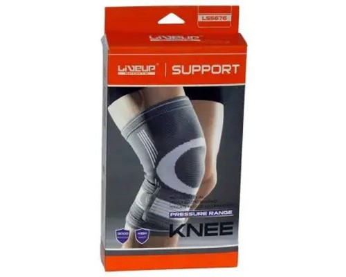 Фіксатор коліна LiveUp Knee Support LS5676-S сірий, білий Уні S (6951376182316)