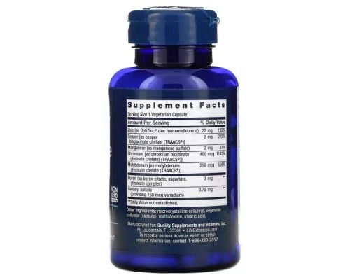 Мінерали Life Extension Мінерали, Only Trace Minerals, 90 вегетаріанських капсул (LEX-13289)