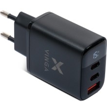 Зарядний пристрій Vinga 2xUSB-C PD30W + USB-A QC30W Display 30W Max (VCR30ACCDB)