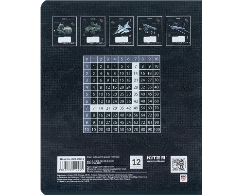 Зошит Kite Мілітарі 12 аркушів, клітинка (K24-232-3)