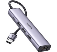 Концентратор Ugreen USB 3.0 to 3хUSB 3.0/Type-C+RJ45(1000M) Ethernet 5in1 CM475 (60554)