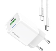 Зарядний пристрій ColorWay GaN Mini 35W PD Port PPS USB (Type-C PD + USB QC4.0) cable Type-C (CW-CHS055PDC-WT)