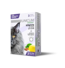 Краплі для тварин Unicum Organic для відлякування бліх та кліщів для котів 3 шт (4820150202095)