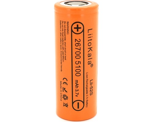 Акумулятор 26700 Li-Ion 5000mah 5100-5200mah, 3.7V (2.75-4.2V), Orange Liitokala (Lii-52S)