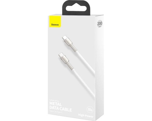Дата кабель USB-C to USB-C 2.0 mCafule Metal PD 100W white Baseus (CATJK-D02)