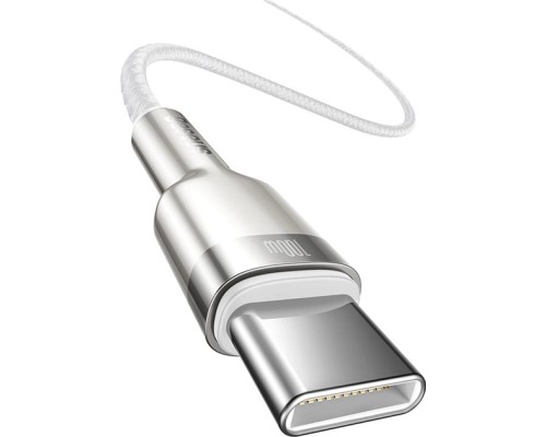 Дата кабель USB-C to USB-C 2.0 mCafule Metal PD 100W white Baseus (CATJK-D02)