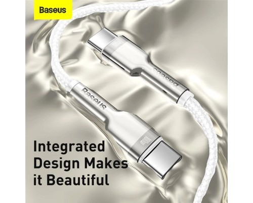 Дата кабель USB-C to USB-C 2.0 mCafule Metal PD 100W white Baseus (CATJK-D02)