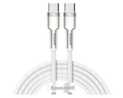 Дата кабель USB-C to USB-C 2.0 mCafule Metal PD 100W white Baseus (CATJK-D02)