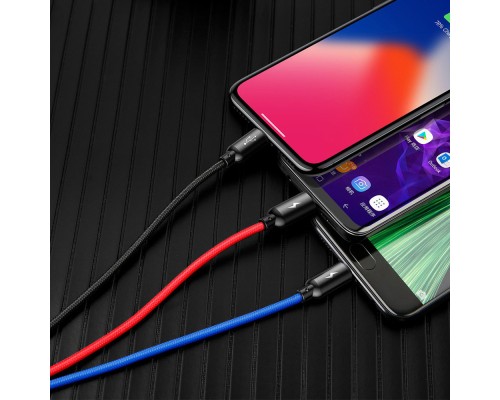 Дата кабель USB 2.0 AM to Lightning + Micro 5P + USB-C 1.2m 5A black Baseus (CAMLT-BSY01)