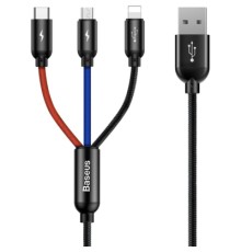 Дата кабель USB 2.0 AM to Lightning + Micro 5P + USB-C 1.2m 5A black Baseus (CAMLT-BSY01)