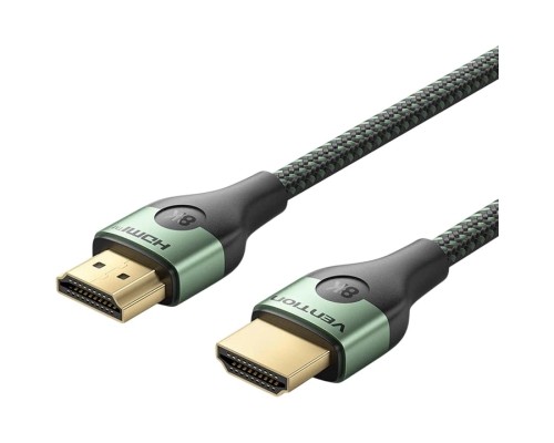 Кабель мультимедійний Cotton Braided Ultra Thin HDMI-A Male to Male HD Cable 8K 2M Green Aluminum Alloy Type VENTION (ALOGH)