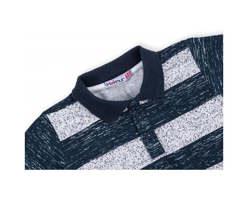 Футболка дитяча Haknur поло в смужку (6617-116B-blue)