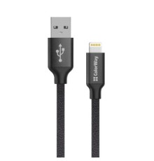 Дата кабель USB 2.0 AM to Lightning 2.0m black ColorWay (CW-CBUL007-BK)