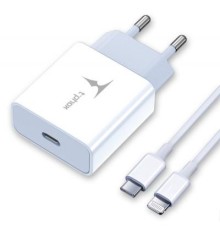 Зарядний пристрій T-Phox PD 18W Charger + C-Lightning 18W cable 1m (White) (T-P01(W)+C-Lightning)