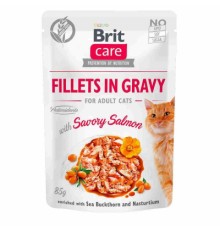 Вологий корм для кішок Brit Care Cat pouch 85 г (пікантний лосось у соусі) (8595602540525)