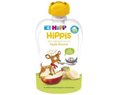 Дитяче пюре HiPP Organic HiPPiS Pouch Яблуко-банан, 100 г (9062300133711)