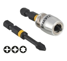 Набір біт DeWALT IMPACT TORSION, ударних, Pz2, L=50 мм, 2 шт.+магнітний тримач (DT70535T)