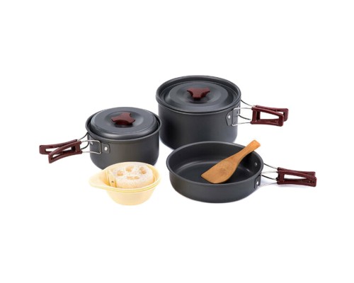 Набір туристичного посуду Naturehike NH15T203-G 3-4 NH Сarbon (6927595787205) Набір туристичного посуду Naturehike NH15T203-G 3-4 NH Сarbon (6927595787205)