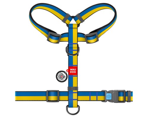 Шлея для собак WAUDOG Nylon з QR паспортом анатомічна H-подібна 