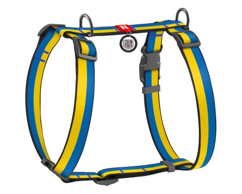 Шлея для собак WAUDOG Nylon з QR паспортом анатомічна H-подібна 