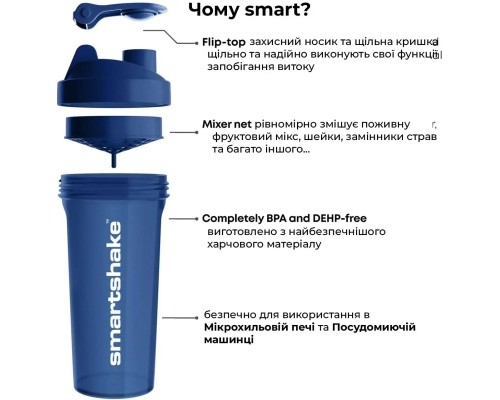 Шейкер спортивний SmartShake Lite 1000ml Glossy-Navy Blue (10611402) Шейкер спортивний SmartShake Lite 1000ml Glossy-Navy Blue (10611402)