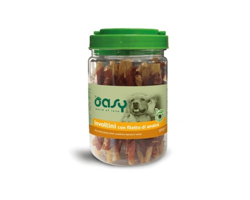 Ласощі для собак OASY Jerky Rawhide Twisted Stick качка 350 г (8053017346960)