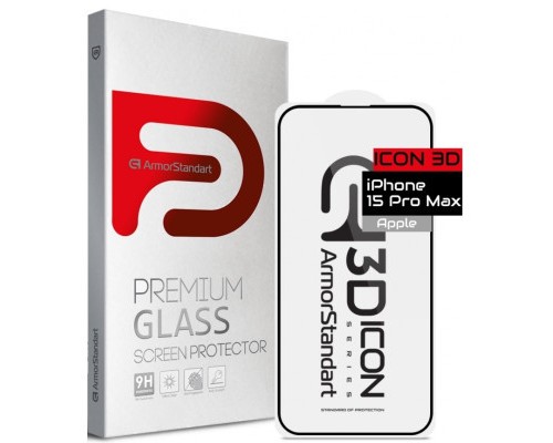 Скло захисне Armorstandart Icon 3D Apple iPhone 15 Pro Max Black (ARM68216)