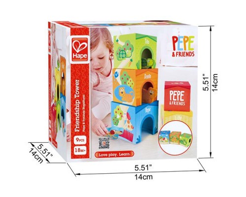 Розвиваюча іграшка Hape дерев'яні кубики Вежа зі звірятами (E0451)