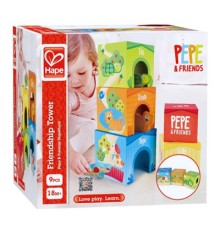Розвиваюча іграшка Hape дерев'яні кубики Вежа зі звірятами (E0451)