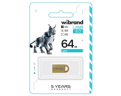USB флеш накопичувач Wibrand 64GB lynx Gold USB 2.0 (WI2.0/LY64M2G) 