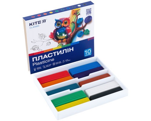 Пластилін Kite Classic 10 кольорів, 200 г (K-084)