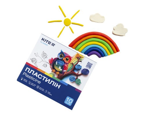 Пластилін Kite Classic 10 кольорів, 200 г (K-084)