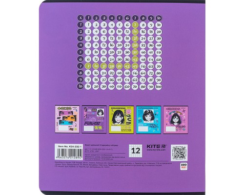 Зошит Kite Anime 12 аркушів, клітинка (K24-232-1)