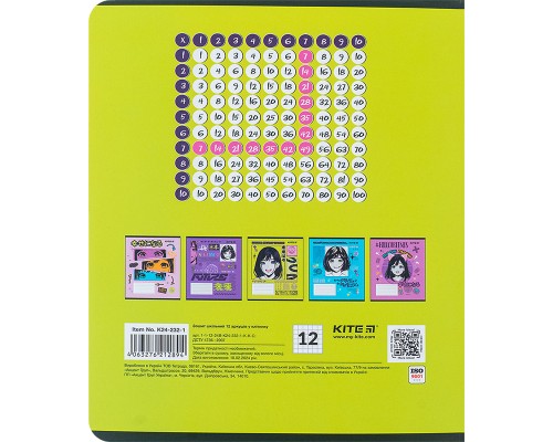 Зошит Kite Anime 12 аркушів, клітинка (K24-232-1)