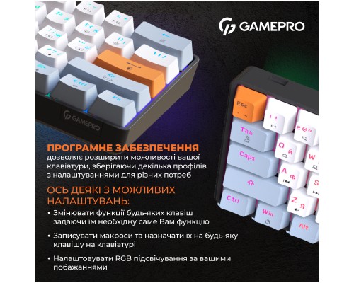 Клавіатура GamePro MK130R Hot-Swap Red Swich RGB USB UA Black (MK130R)