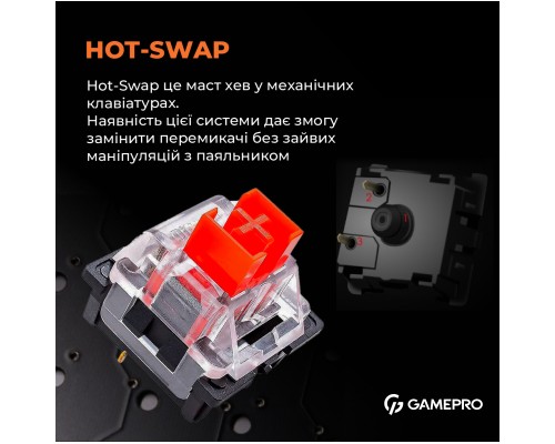 Клавіатура GamePro MK130R Hot-Swap Red Swich RGB USB UA Black (MK130R)