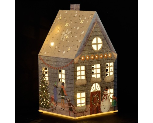 Прикраса декоративна YES! Fun Будиночок-світильник Картон LED Сірий 21см (801216)