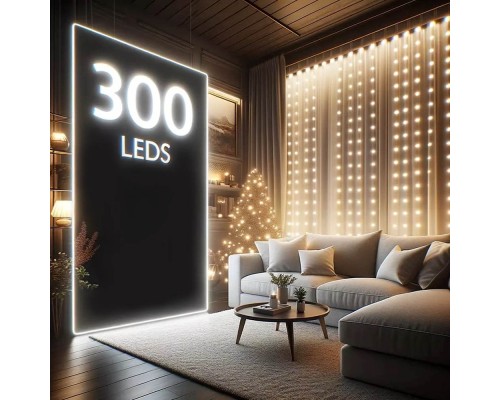 Гірлянда ColorWay Штора завіса 3 x 3 м 300 LED USB теплий колір (CW-GW-300L33U)