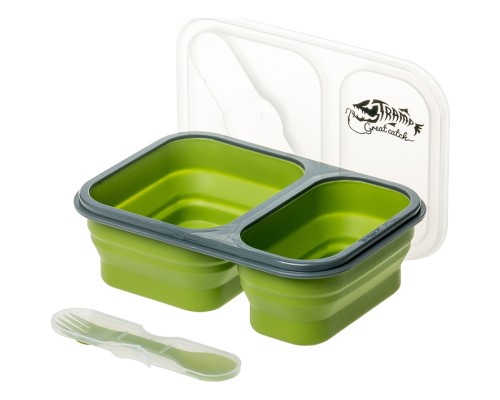Набір туристичного посуду Tramp 2 отсека силиконовый 900ml с ловилкой olive (UTRC-090-olive)
