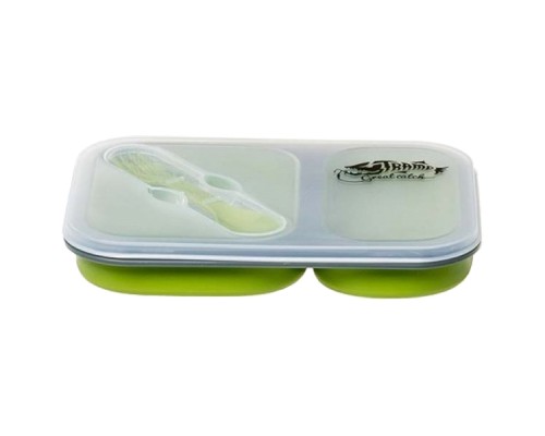 Набір туристичного посуду Tramp 2 отсека силиконовый 900ml с ловилкой olive (UTRC-090-olive)