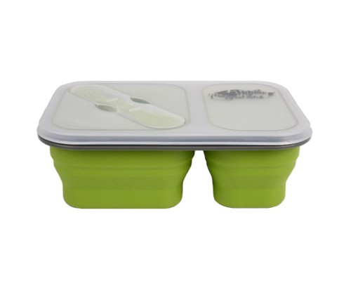 Набір туристичного посуду Tramp 2 отсека силиконовый 900ml с ловилкой olive (UTRC-090-olive)